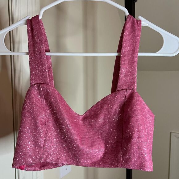 ASOS Collective the label Women's Pink glitter shimmer metallic two piece set - Picture 5 of 7